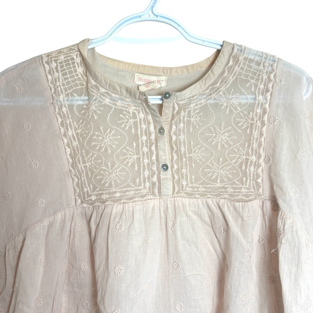 2/$30 Shabby Chic Cream Embroidered Top and Shorts Size Large